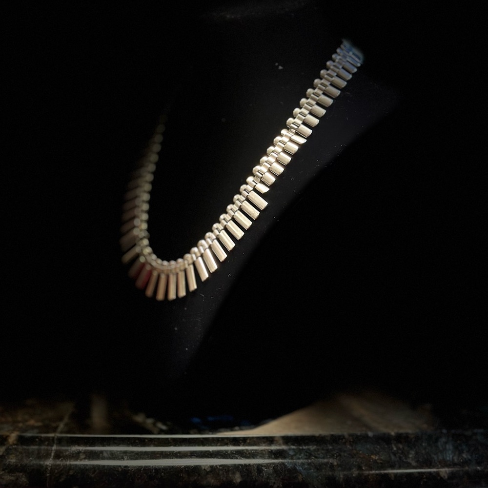 Sterling Silver, Rectangular-Toothed Necklace - image 4